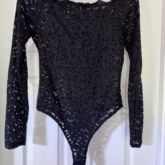 A’Gaci Black Lace Long Sleeve Bodysuit – Size L, Never Worn - Picture 2 of 5